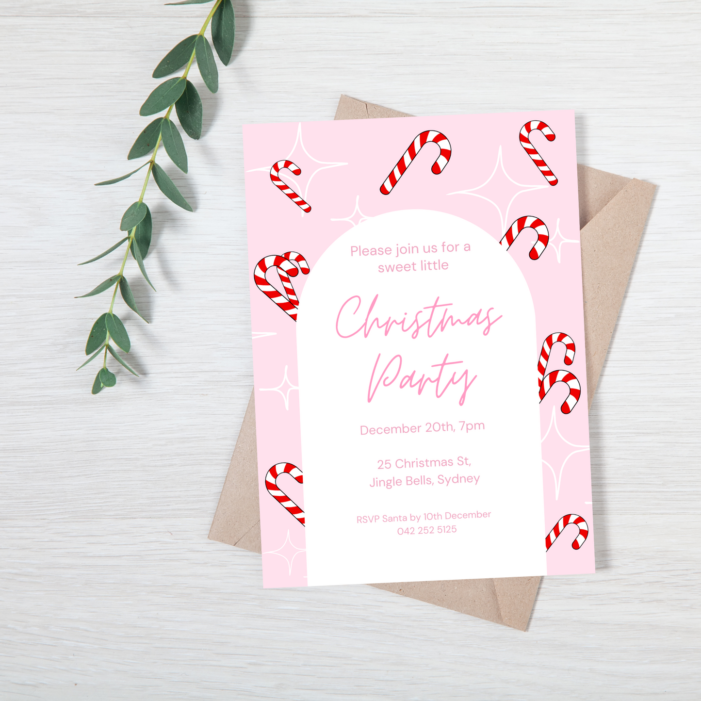 Christmas Candy Cane Party Invitation INSTANT DOWNLOAD
