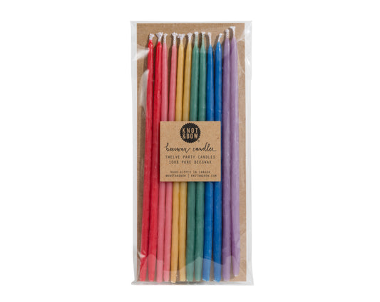 Tall Rainbow Beeswax Birthday Candles