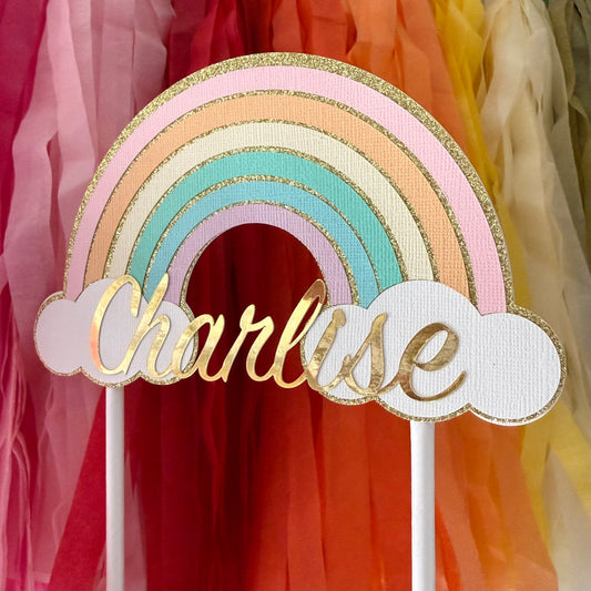 Pastel Rainbow Cake Topper