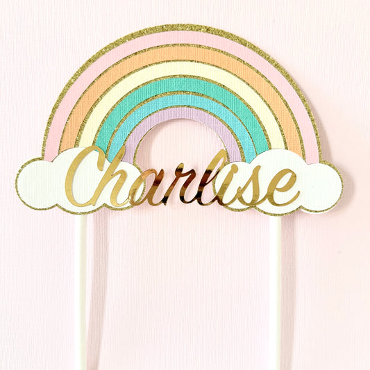 Pastel Rainbow Cake Topper
