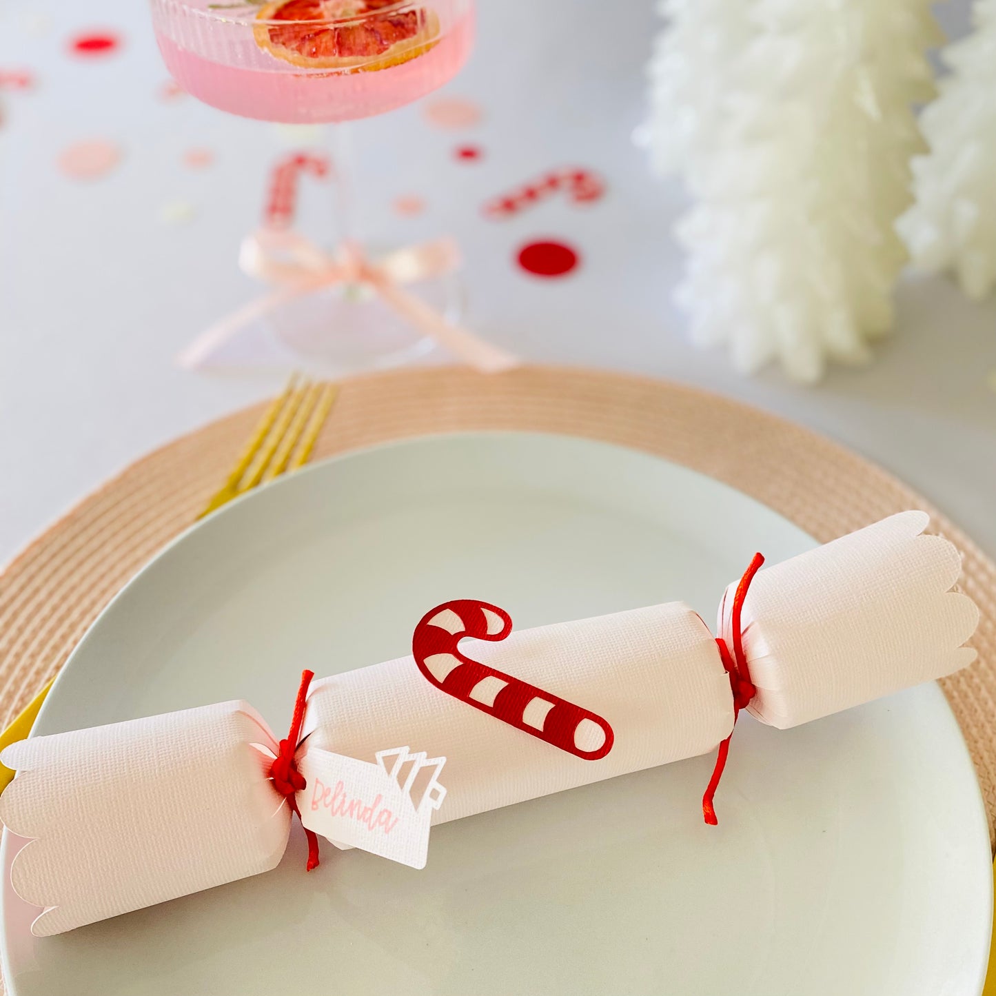 Personalised Christmas Crackers, Candy Cane Bonbons, Party Poppers