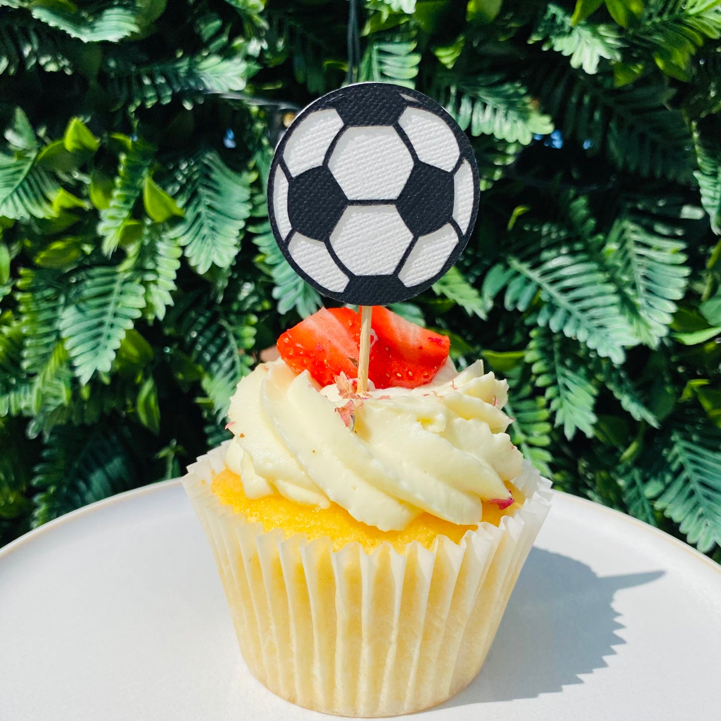 Soccer Ball and Pink Bow Cupcake Toppers