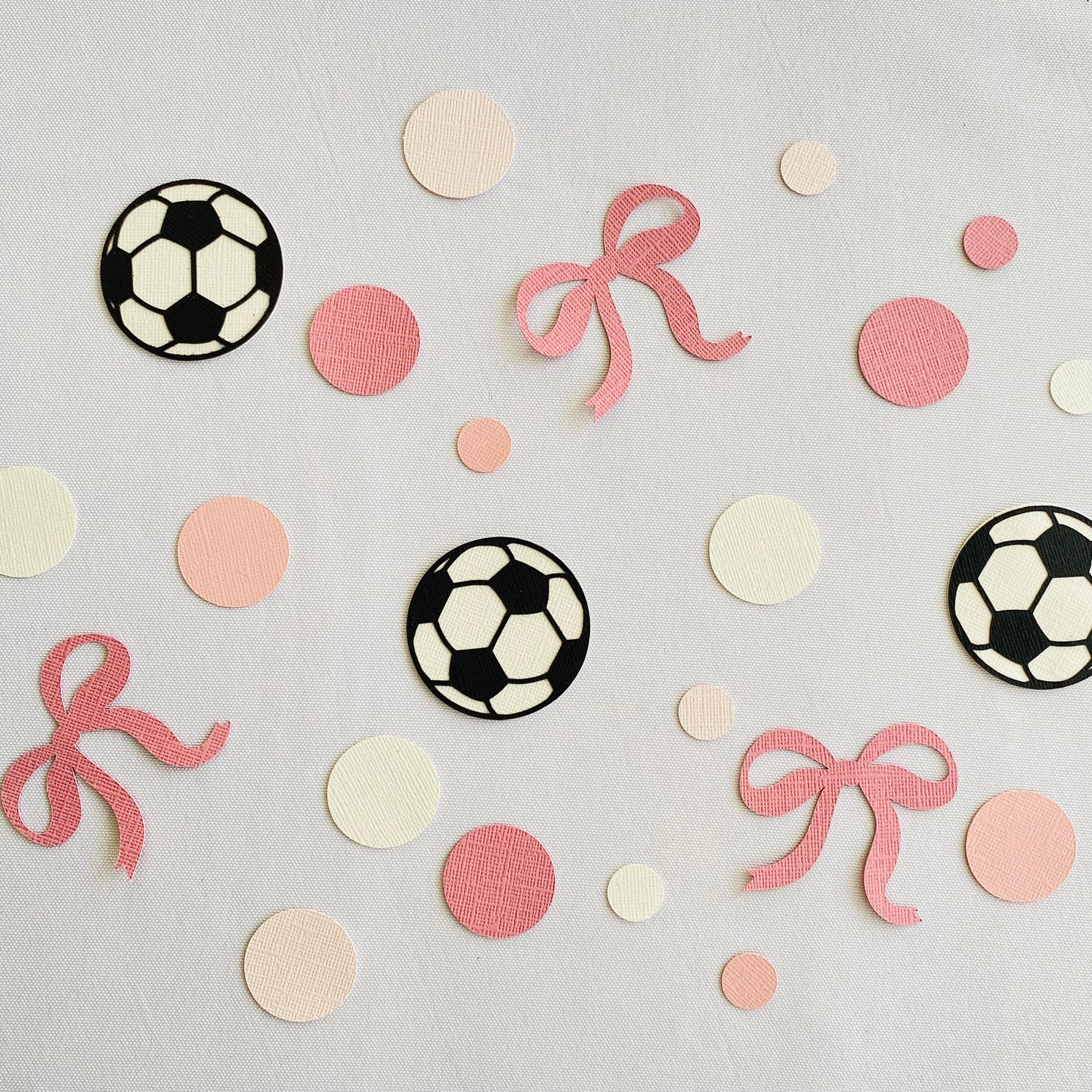 Soccer Ball & Pink Bow Confetti