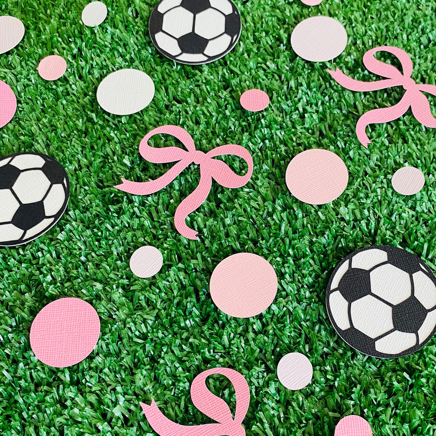 Soccer Ball & Pink Bow Confetti
