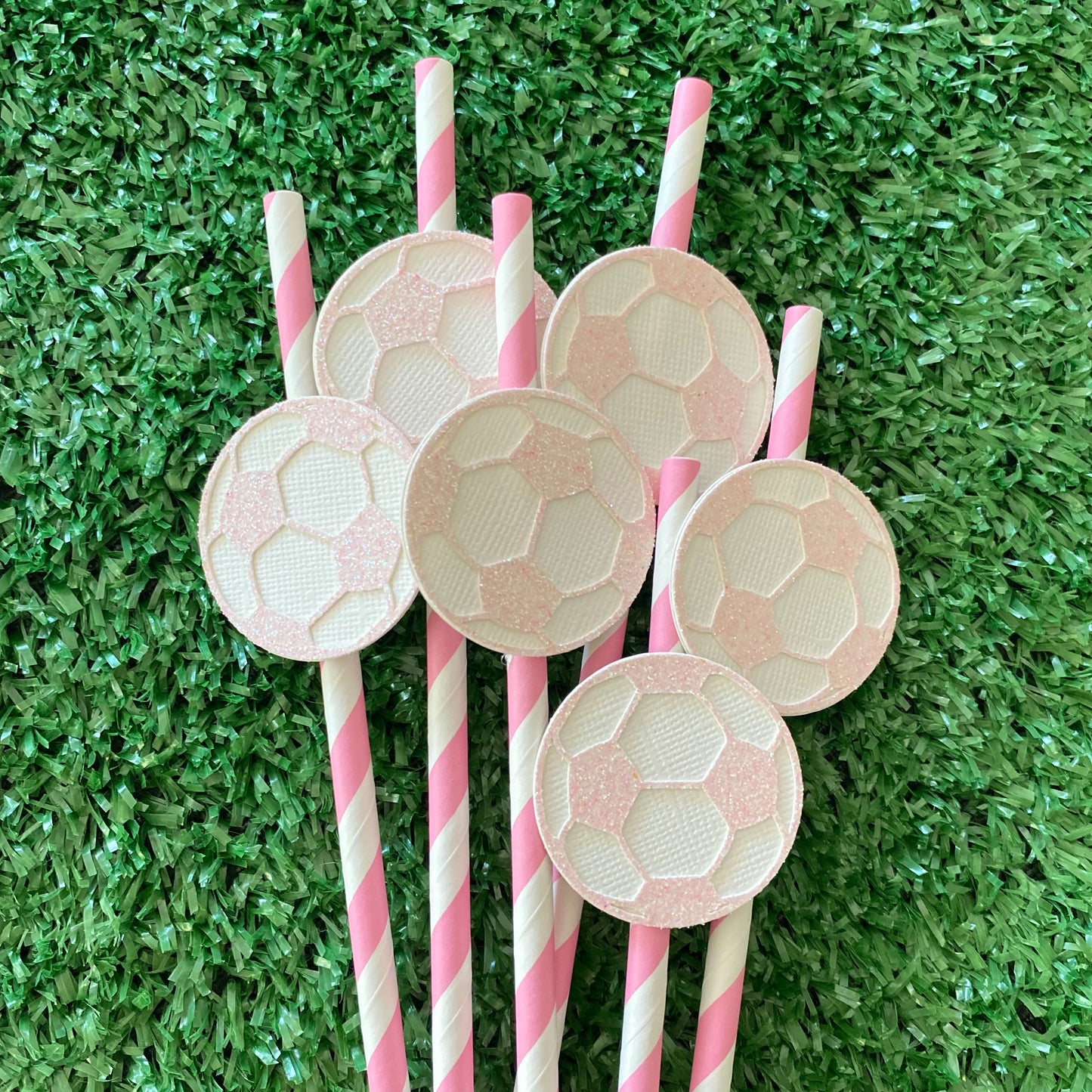 Pink Soccer Ball Straws
