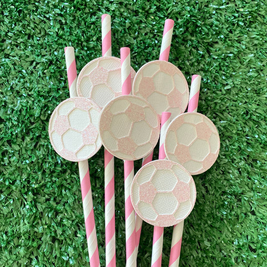 Pink Soccer Ball Straws