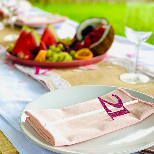 Custom Pink Glitter Birthday Paper Straws