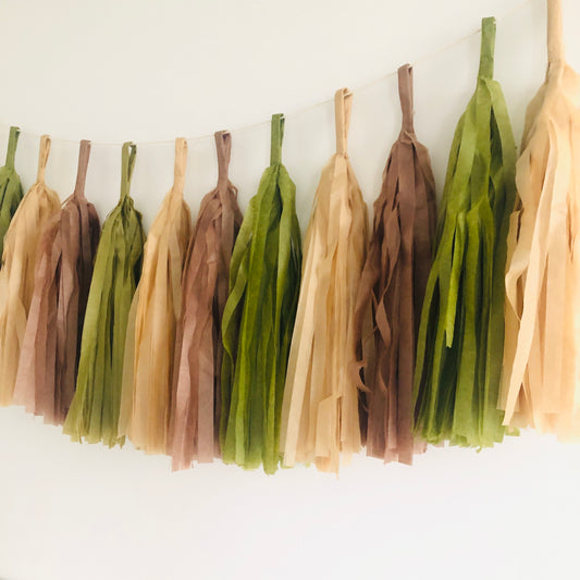 DIY Green and Brown mix Paper Tassel Garland