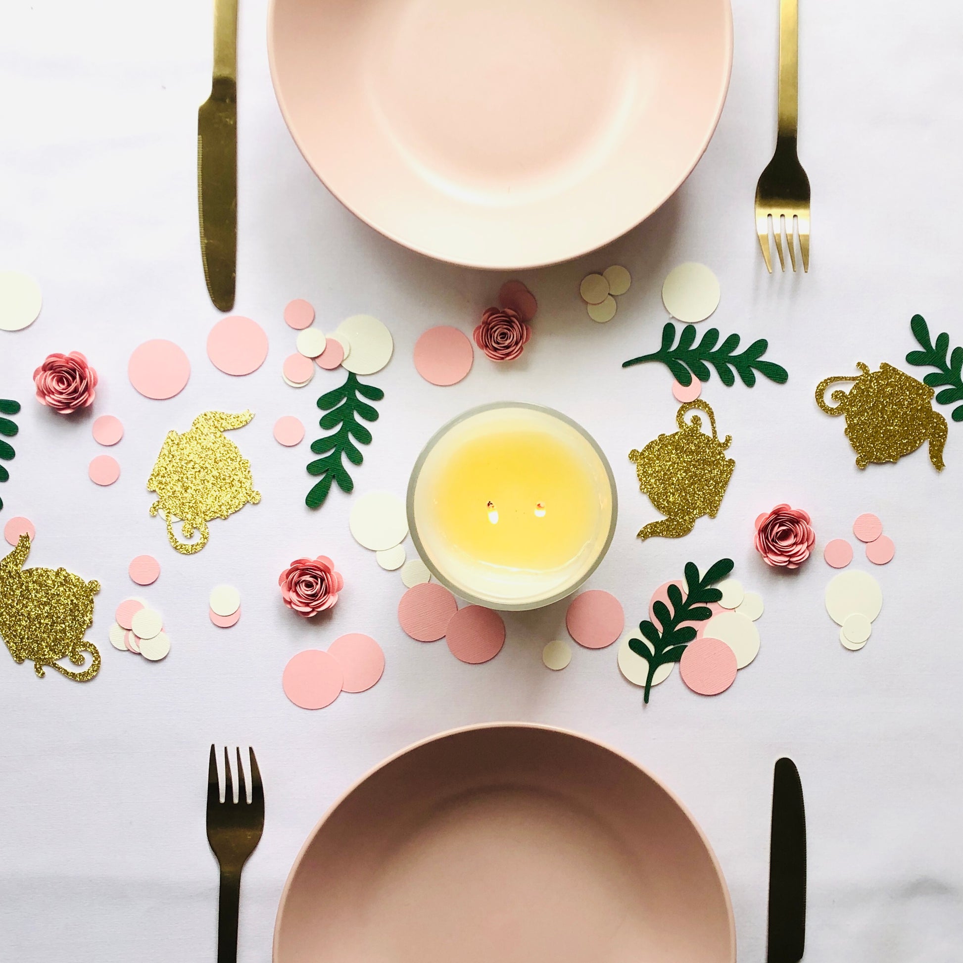 High tea pink flower confetti