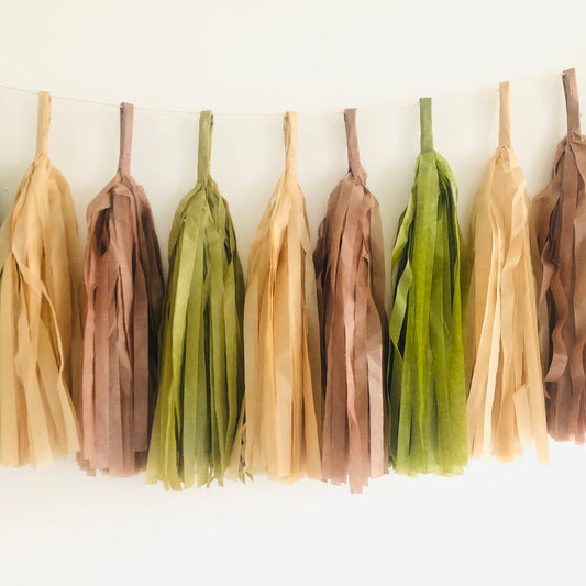 DIY Green and Brown mix Paper Tassel Garland