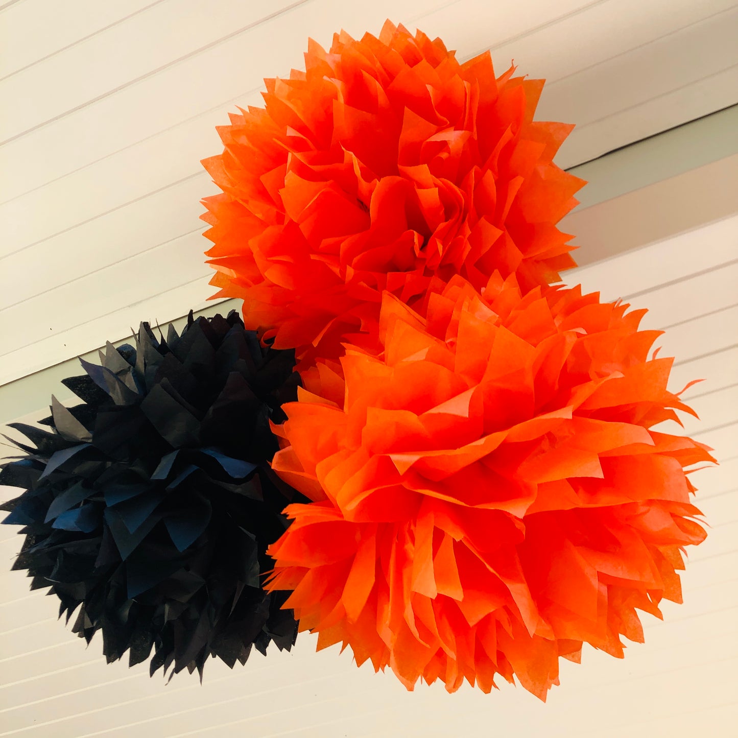 Black and Orange Tissue Paper Pom Pom Set