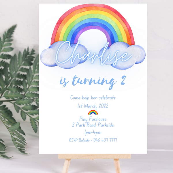 🌈  Rainbow Digital Kids Birthday Invitation 🌈