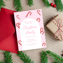 Load image into Gallery viewer, Christmas Candy Cane Party Invitation INSTANT DOWNLOAD