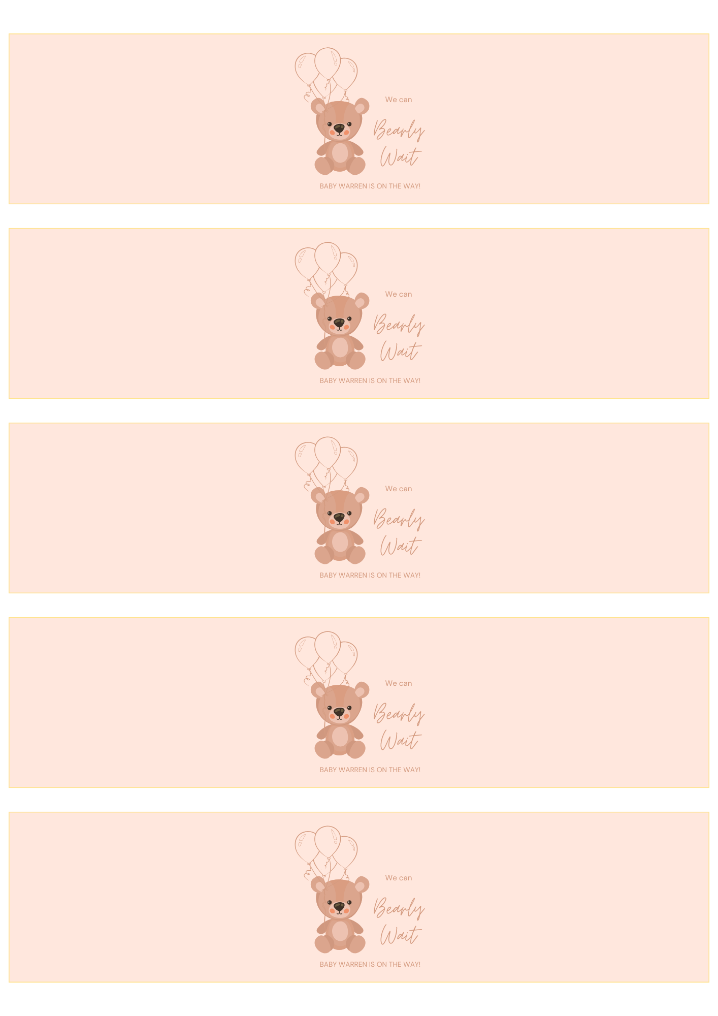 Teddy Bear Baby Shower Water Bottle Labels, We Can Bearly Wait Party (Digital Download)