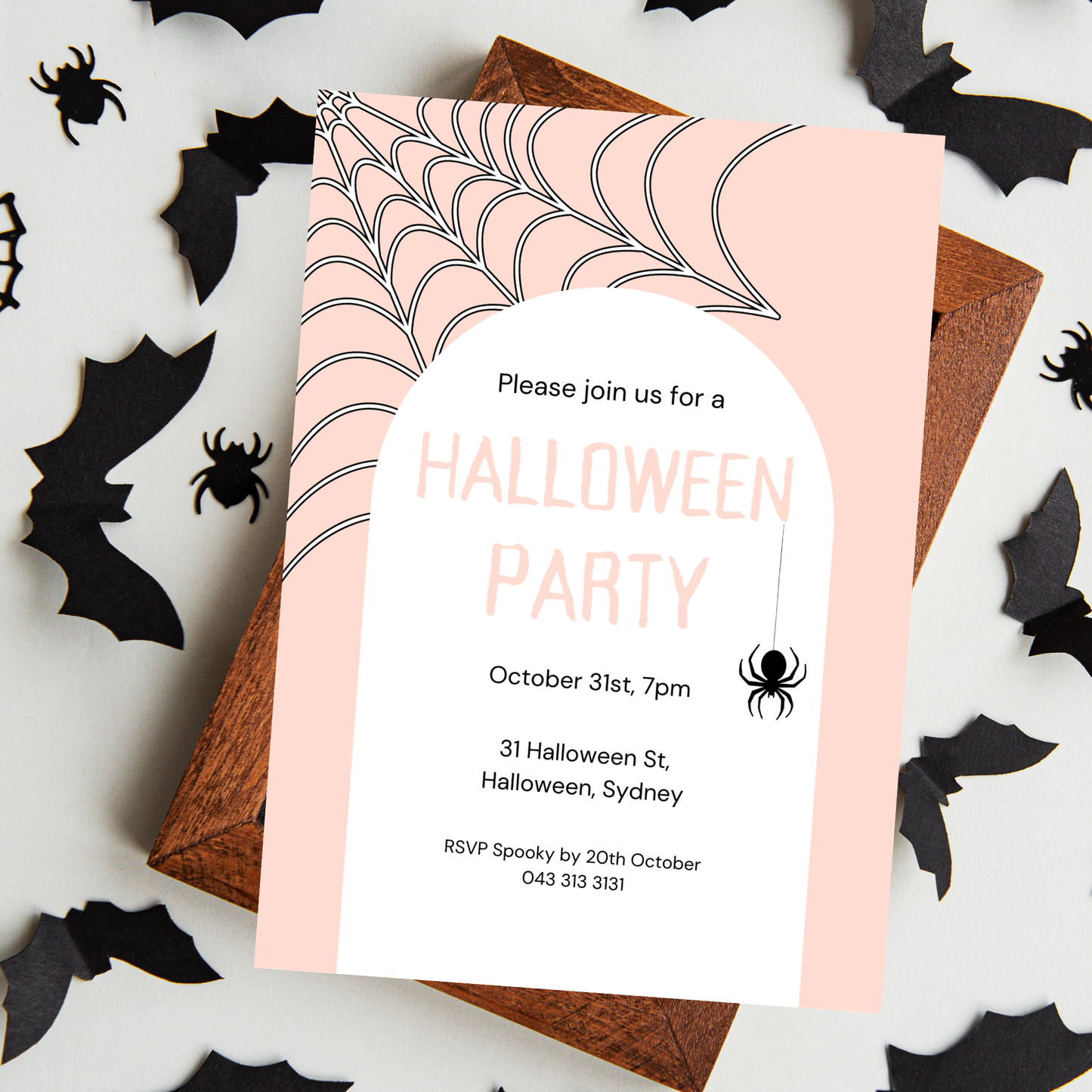 Pink Halloween Party Invitation: Spooky Birthday, Girls Boo Bash (Digital Download)