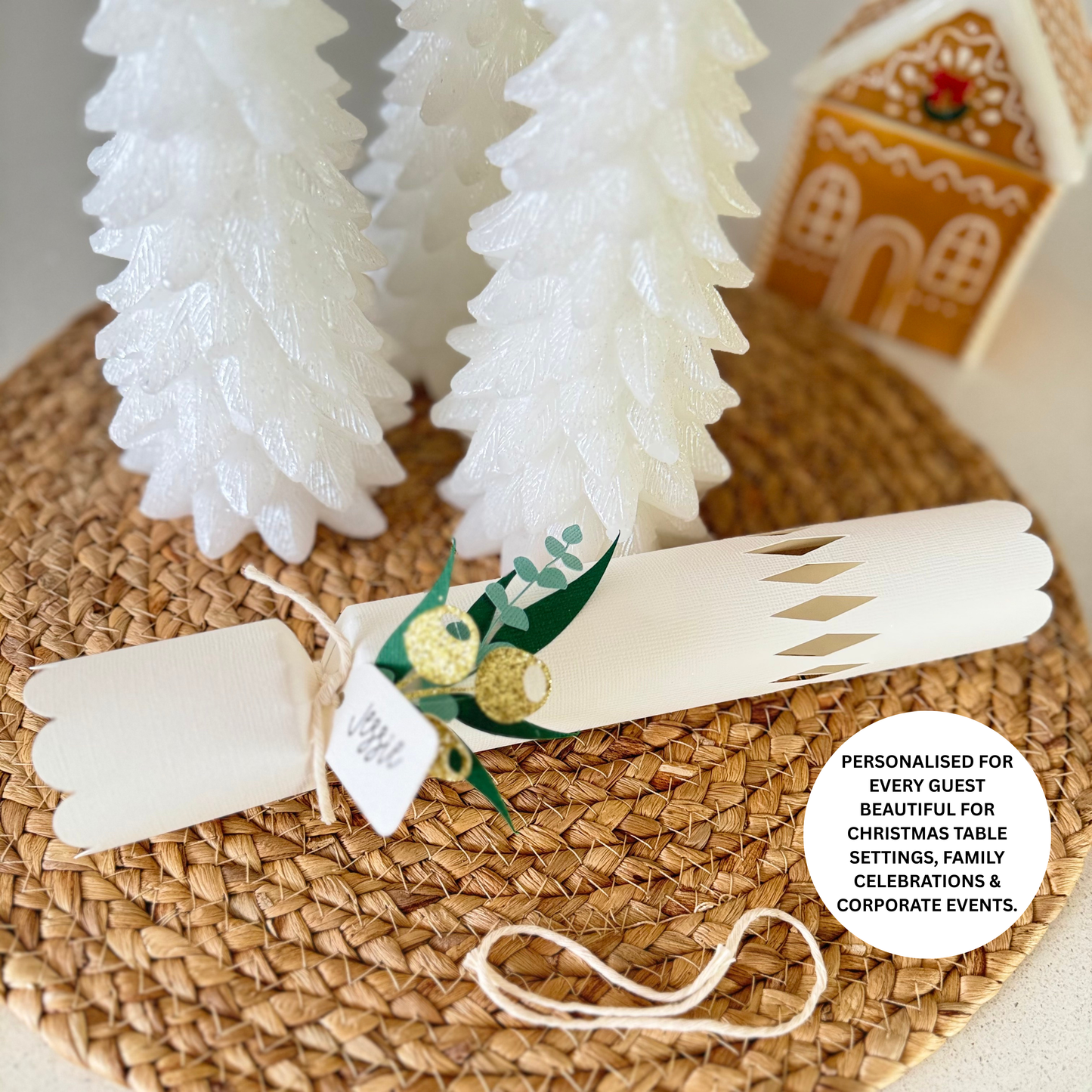 Personalised Fill Your Own Christmas Crackers – Eucalyptus & Gold