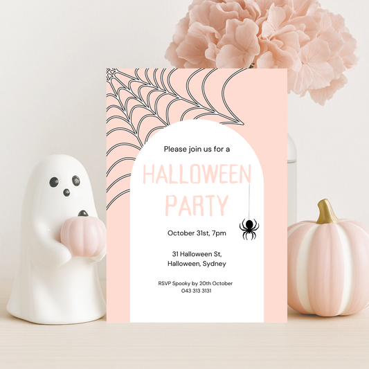 Pink Halloween Party Invitation: Spooky Birthday, Girls Boo Bash (Digital Download)