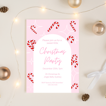 Load image into Gallery viewer, Christmas Candy Cane Party Invitation INSTANT DOWNLOAD