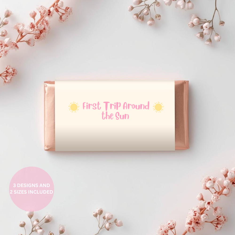 First Trip Around the Sun Birthday Bundle | Pink Editable Canva Template