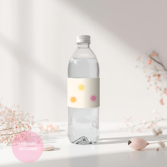 First Trip Around the Sun Water Bottle Labels – Pink 1st Birthday Canva Template
