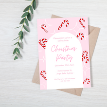 Load image into Gallery viewer, Christmas Candy Cane Party Invitation INSTANT DOWNLOAD