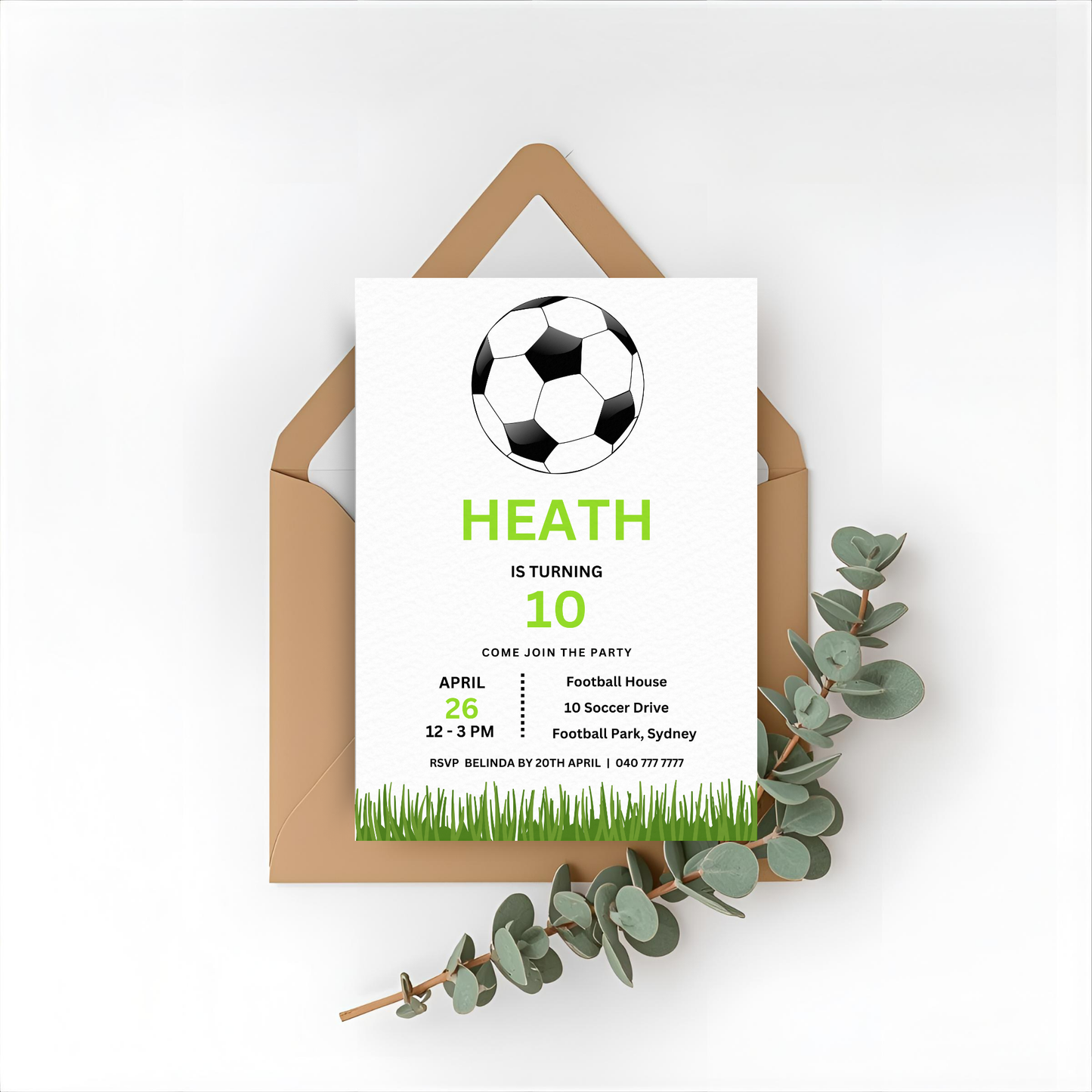 Soccer Birthday Party Bundle: Editable Invitation, Wrappers, Tags (Digital Download)