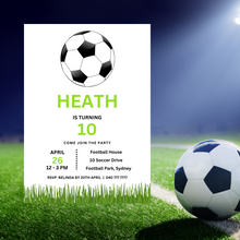 Load image into Gallery viewer, Soccer Football Party Invitation INSTANT DOWNLOAD