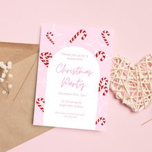 Load image into Gallery viewer, Christmas Candy Cane Party Invitation INSTANT DOWNLOAD