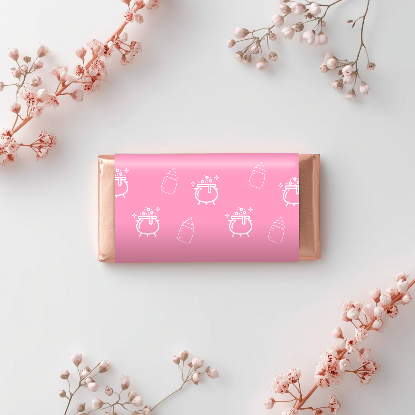 Pink Halloween Baby Shower Chocolate Wrappers: A Baby Is Brewing (Digital Download)