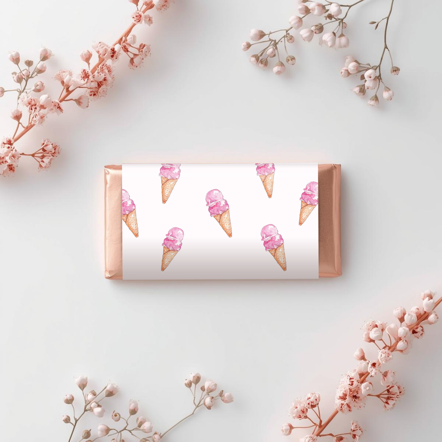 Ice Cream Birthday Chocolate Wrapper Editable Canva Sweet One Candy Wrapper Digital Download