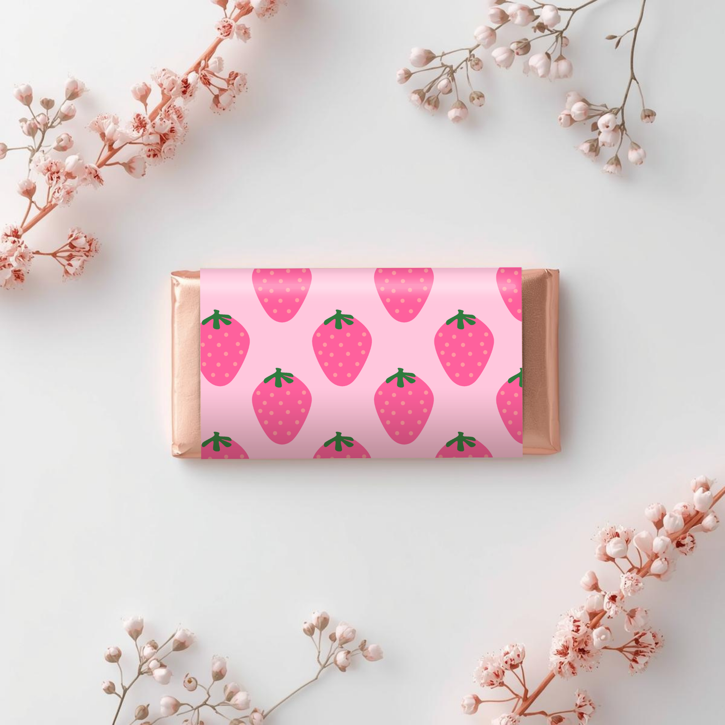 Strawberry Birthday Chocolate Wrapper Template Editable Canva Party Favor Digital Download