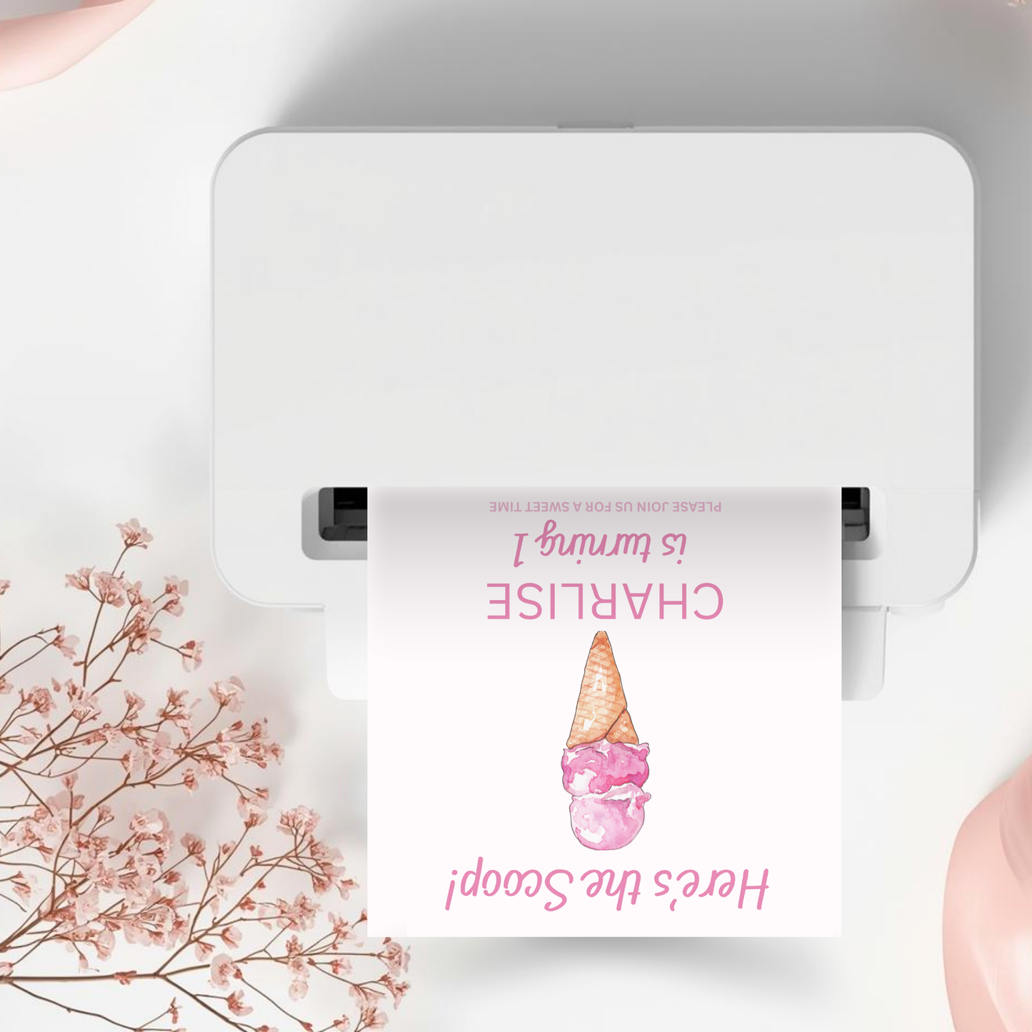 Ice Cream Birthday Invitation Template: Sweet One First Birthday Party (Digital Download)