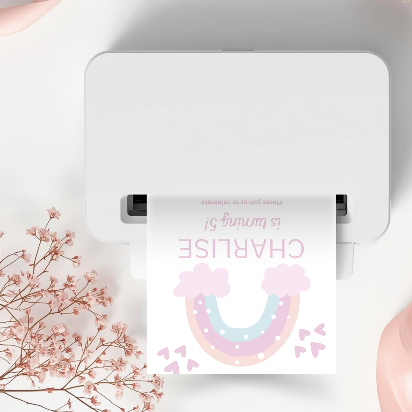 Pastel Rainbow Birthday Invitation Editable Canva Template Digital Download
