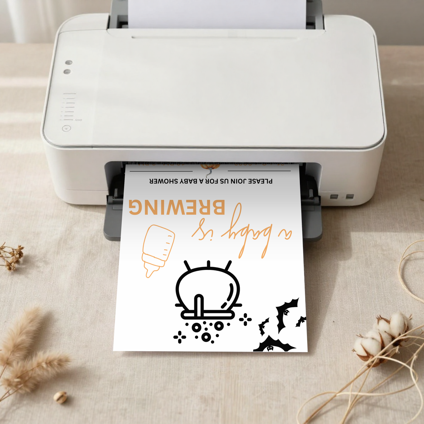 Halloween Baby Shower Invitation: "A Baby Is Brewing" Template (Digital Download)