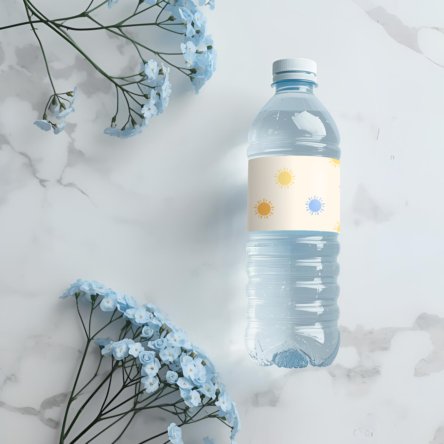 First Trip Around the Sun Blue Boy Water Bottle Labels, Editable Canva Template (Digital Download)