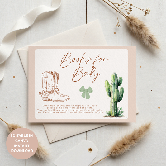Western Cowboy Books for Baby Card (Digital Download) – Rodeo Baby Shower Request
