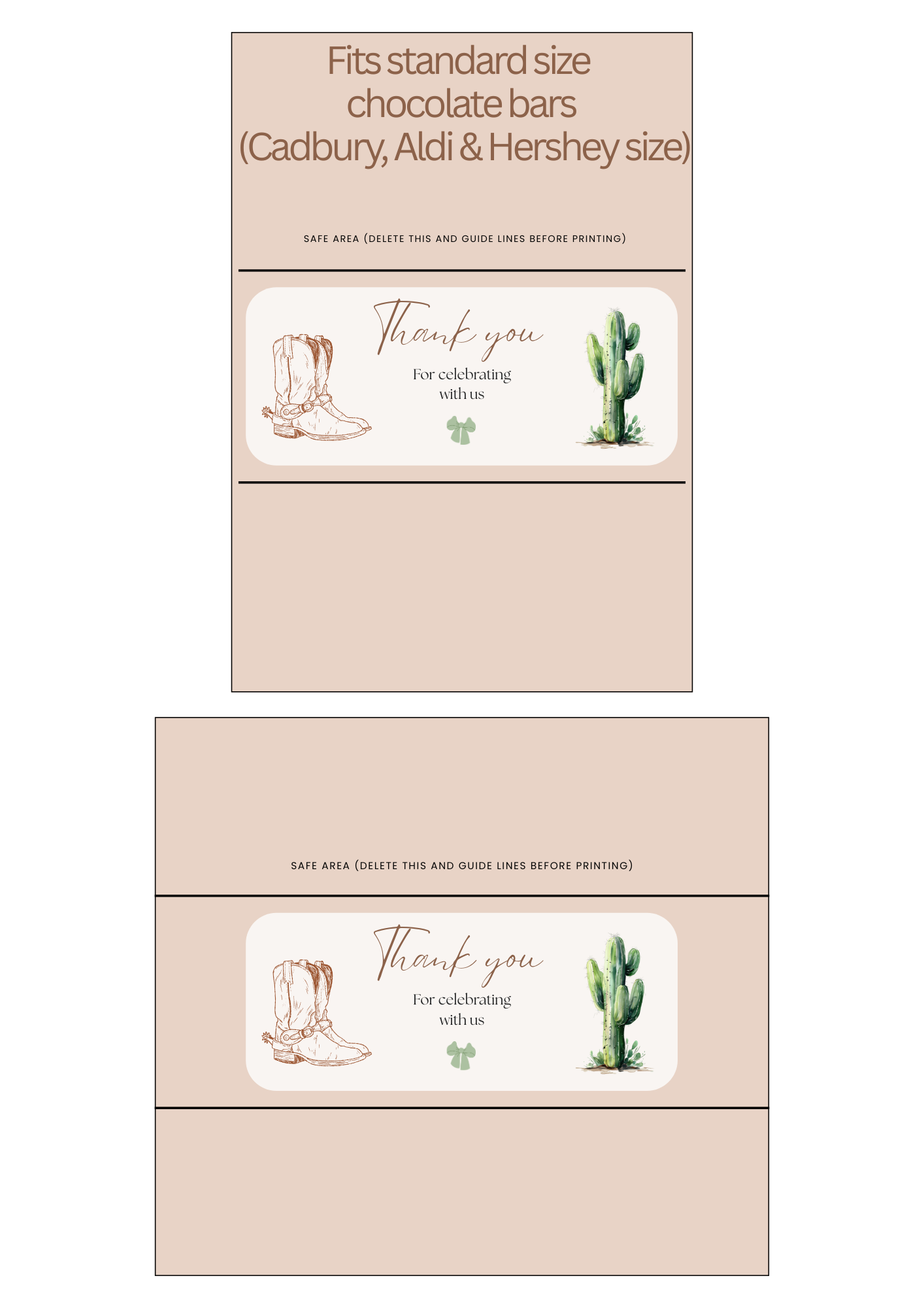 Cowgirl Baby Shower Chocolate Wrapper, Western Cowboy Favor, Canva Template, Boots Label, Gender Reveal