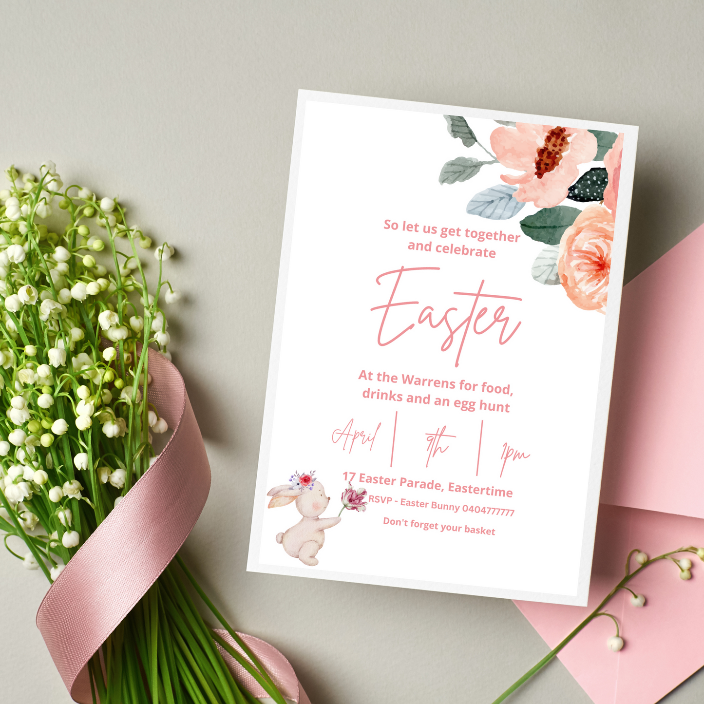 Easter Lunch Digital Invitation – Editable in Canva