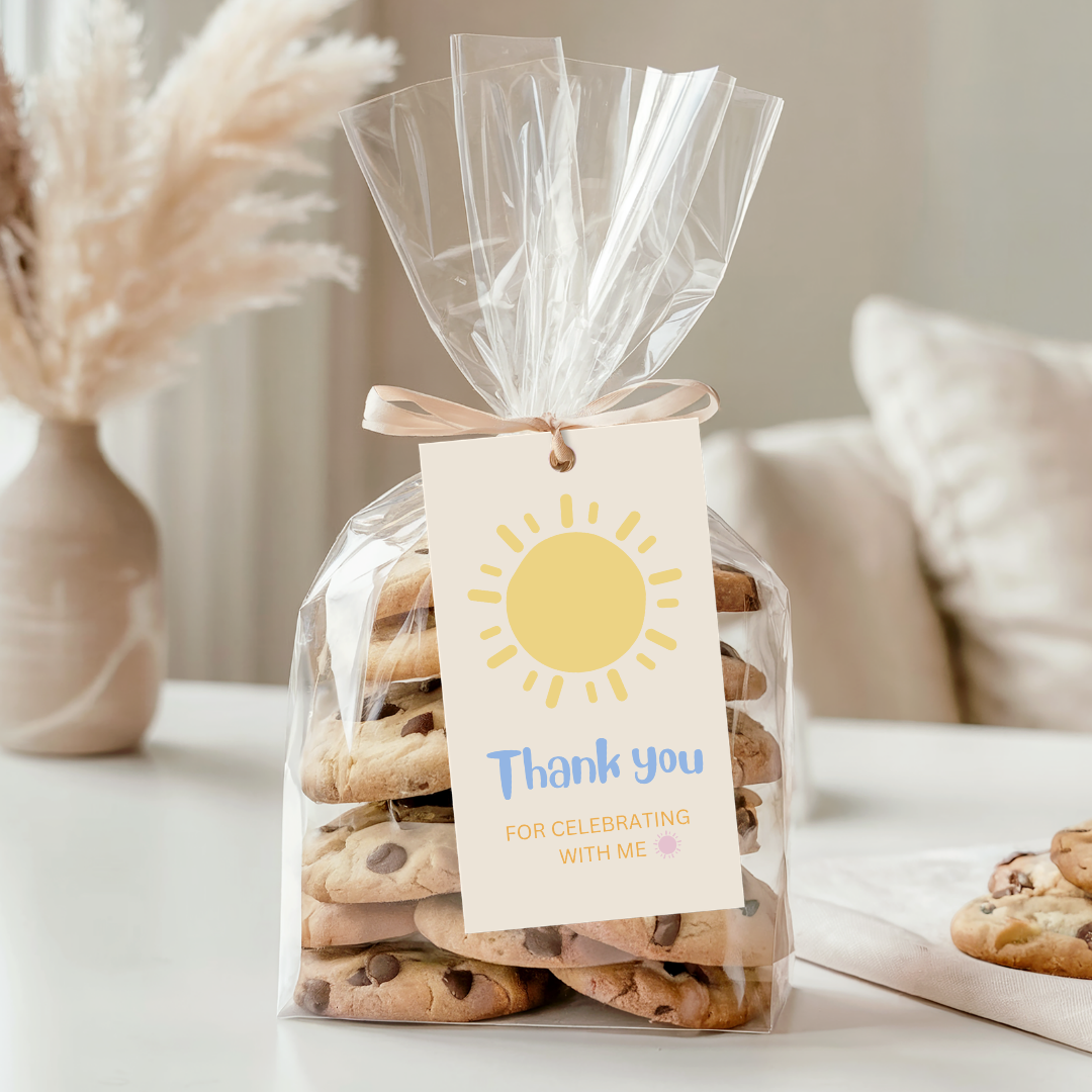 First Trip Around the Sun Gift Tag | Editable Canva Template (Digital Download)