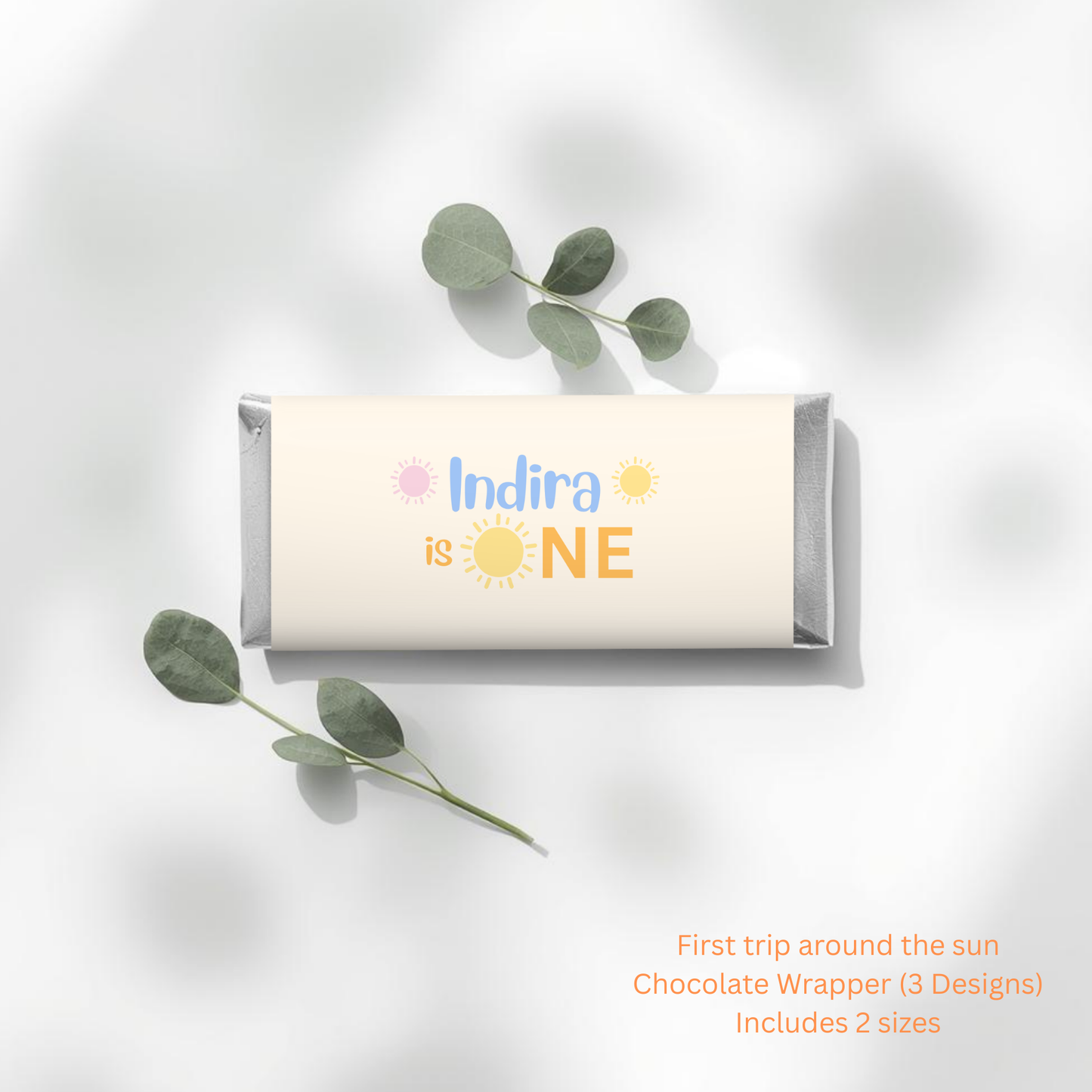 First Trip Around Sun Chocolate Wrappers | Editable Canva Template (Digital Download)