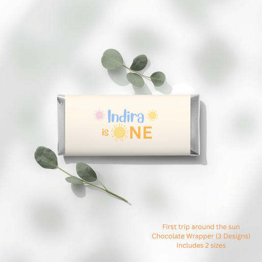 First Trip Around Sun Chocolate Wrappers | Editable Canva Template (Digital Download)