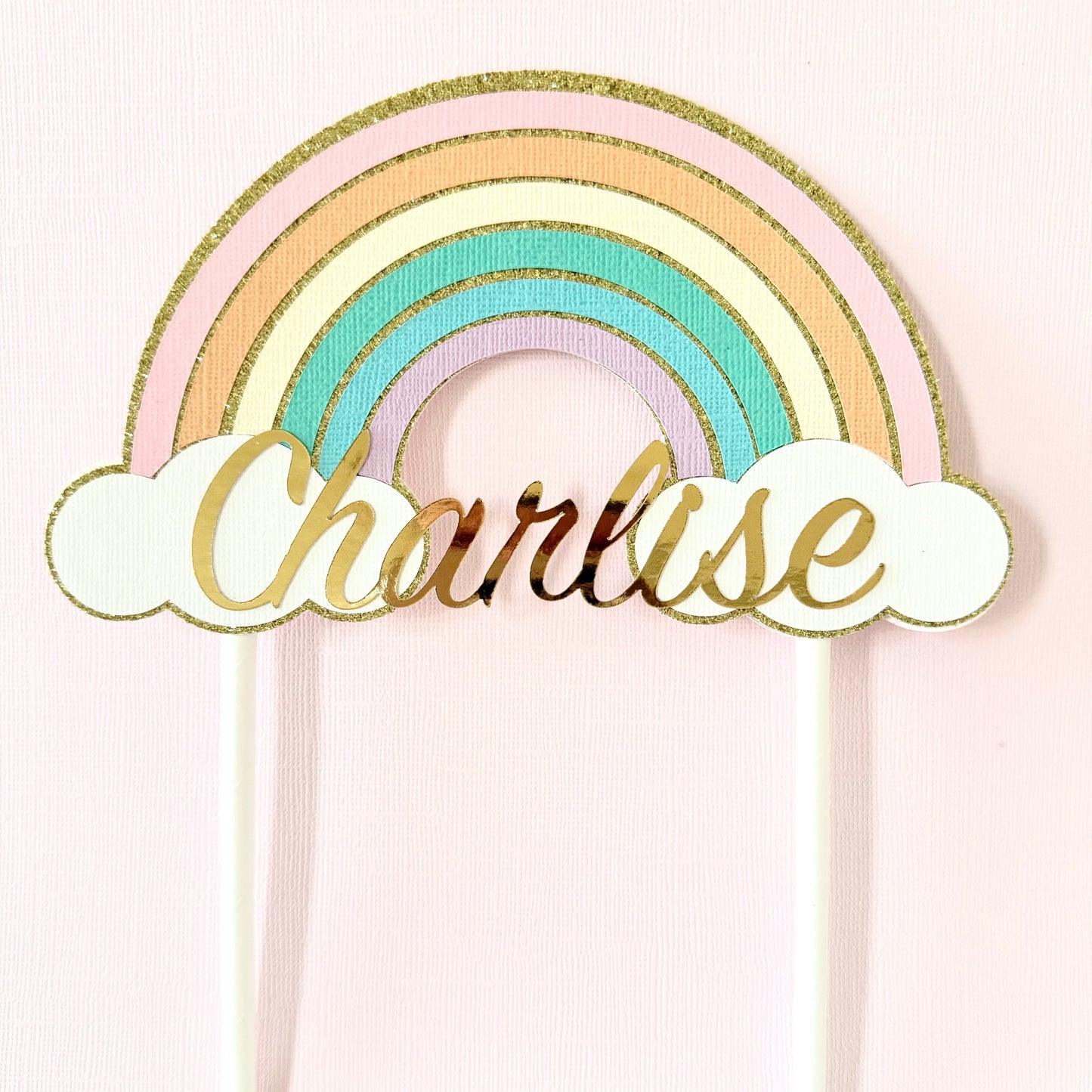 Pastel Rainbow Cake Topper