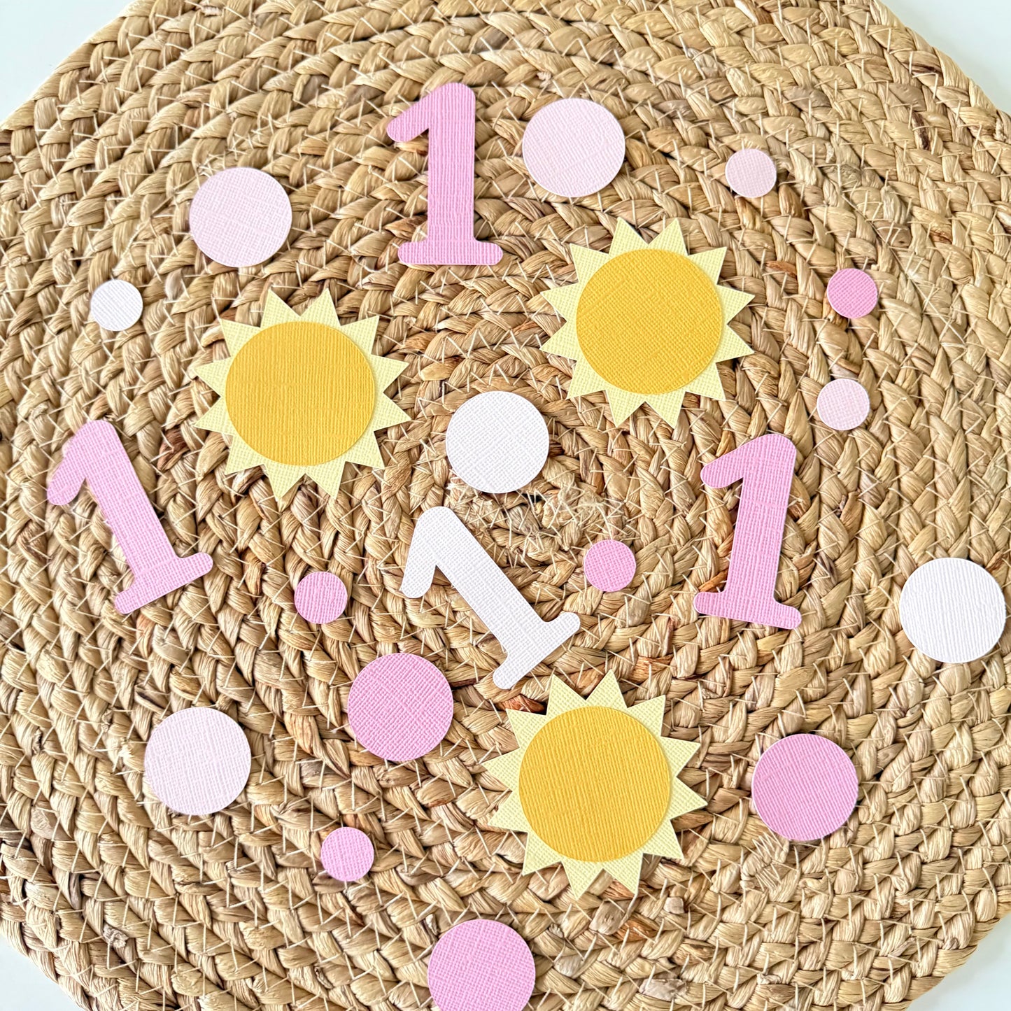 First Trip Around the Sun Confetti Girl 1st Birthday Decorations | Handmade Sunshine Party Decor
