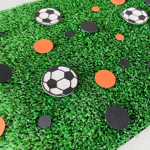 Soccer Ball Confetti A-League Team Brisbane Black and Orange