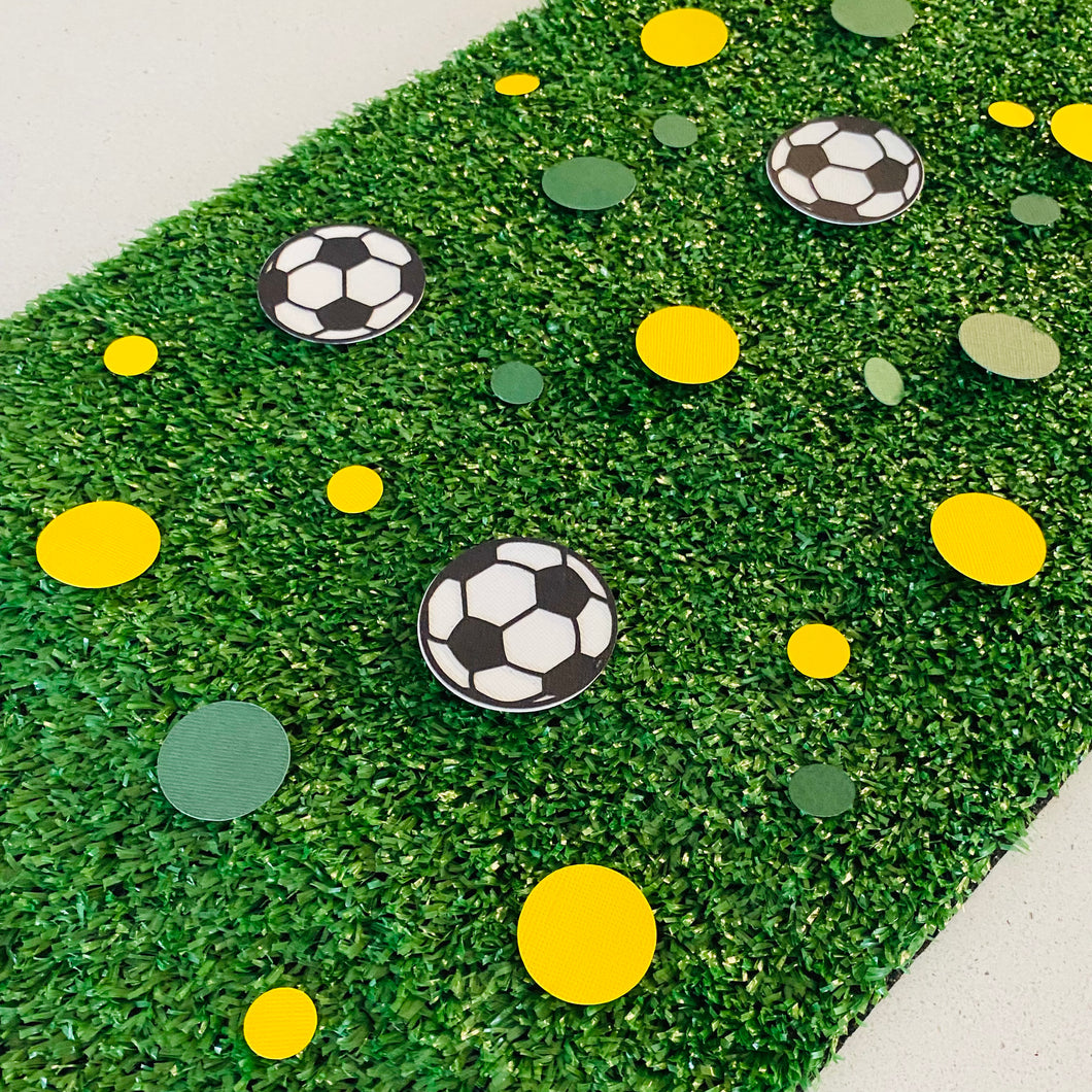 Australian Green and Yellow Soccer Ball Confetti