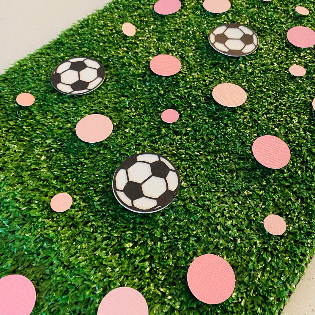 Girls Pink Soccer Ball Confetti