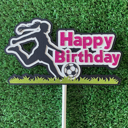 Soccer Girl Birthday Cake Topper