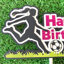 Load image into Gallery viewer, Soccer Girl Birthday Cake Topper