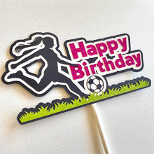 Load image into Gallery viewer, Soccer Girl Birthday Cake Topper