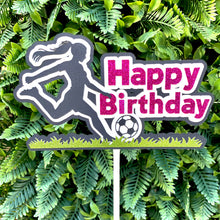 Load image into Gallery viewer, Soccer Girl Birthday Cake Topper